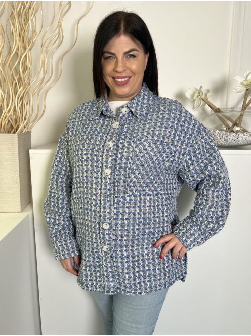 Primark (L) Kék-Fehér Elől Gombos, Zsebes Buklé Anyagú Kabát