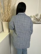 Primark (L) Kék-Fehér Elől Gombos, Zsebes Buklé Anyagú Kabát