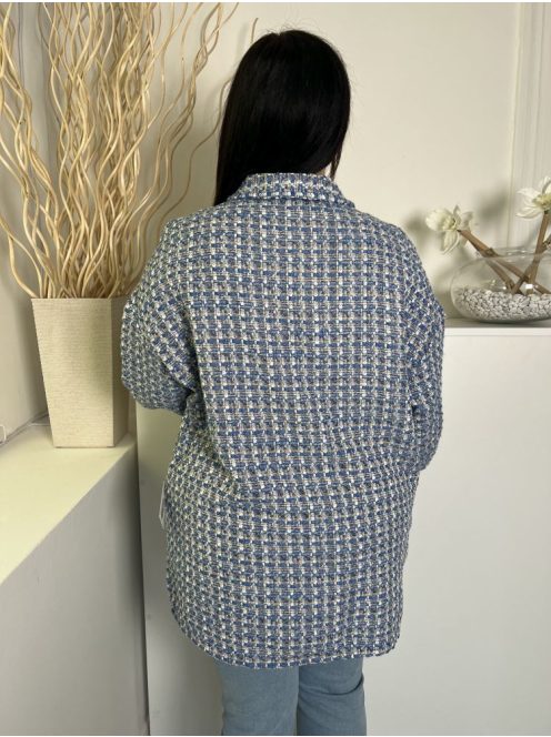 Primark (L) Kék-Fehér Elől Gombos, Zsebes Buklé Anyagú Kabát