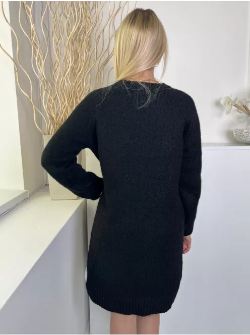 Primark (S) Fekete Kerek Nyakú Vastag Kötött Ruha