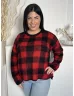   Primark (M) Piros-Fekete Kockás, Oldalt Sliccelt Kerek Nyakú, Kötött Felső