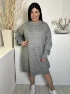 ÚJ H&M (M) Szürke Kerek Nyakú, Bőfazonú Kötött Ruha