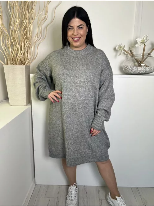 ÚJ H&M (M) Szürke Kerek Nyakú, Bőfazonú Kötött Ruha