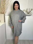 ÚJ H&M (M) Szürke Kerek Nyakú, Bőfazonú Kötött Ruha