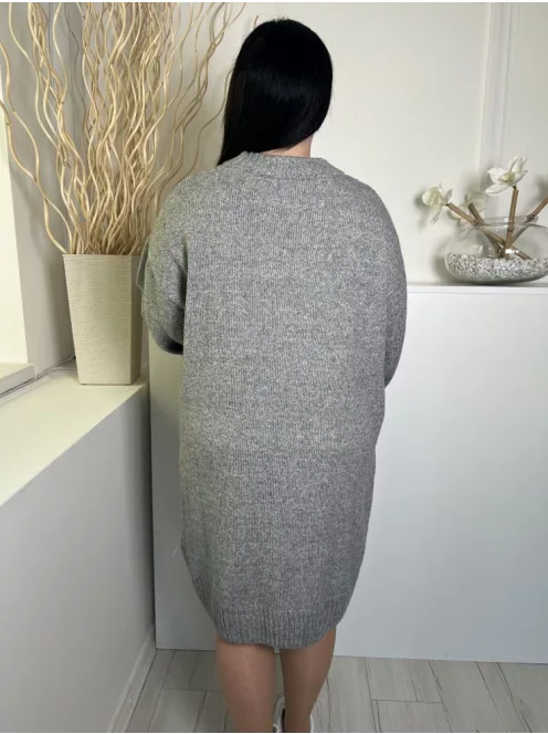 ÚJ H&M (M) Szürke Kerek Nyakú, Bőfazonú Kötött Ruha