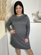 Primark (L) Fekete-Fehér Mintás, Hátul Nyakban Gombos Karcsúsított, Jersey Anyagú Ruha