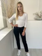 Next (M) Sötétkék Elől Gombos, Zsebes Rugalmas Anyagú, Szűkített Szárú Nadrág