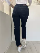 Next (M) Sötétkék Elől Gombos, Zsebes Rugalmas Anyagú, Szűkített Szárú Nadrág