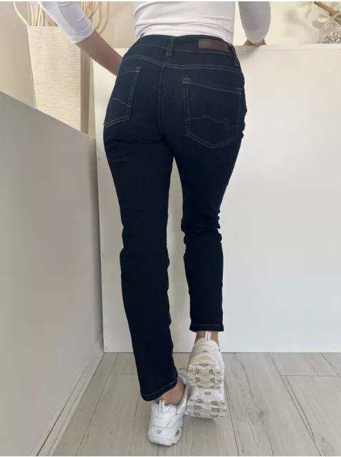 Next (M) Sötétkék Elől Gombos, Zsebes Rugalmas Anyagú, Szűkített Szárú Nadrág