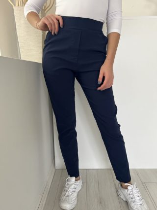   ÚJ Boohoo (S) Sötétkék Gumisderekú, Zsebes Szűkített Szárú Nadrág