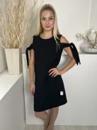 Warehouse (M) Fekete Vállán Nyitott, Megkötős Kerek Nyakú Ruha