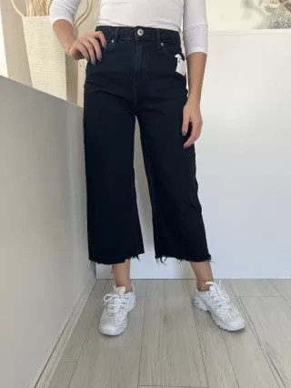   River Island (S) Fekete Elől Gombos, Zsebes Rojtos Aljú, Farmer Nadrág