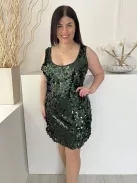 F&F (L) Méregzöld Nagy Flitteres, Bélelt Pántos Ruha