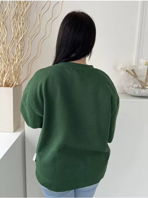 Primark (L) Fenyőzöld Elől Feliratos, Belül Enyhén Bolyhos Kerek Nyakú Pulóver