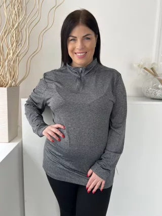   Slazenger (L) Szürke Cirmosmintás, Nyakánál Cipzáros Vékony Rugalmas Anyagú Felső