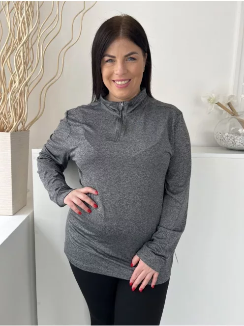 Slazenger (L) Szürke Cirmosmintás, Nyakánál Cipzáros Vékony Rugalmas Anyagú Felső