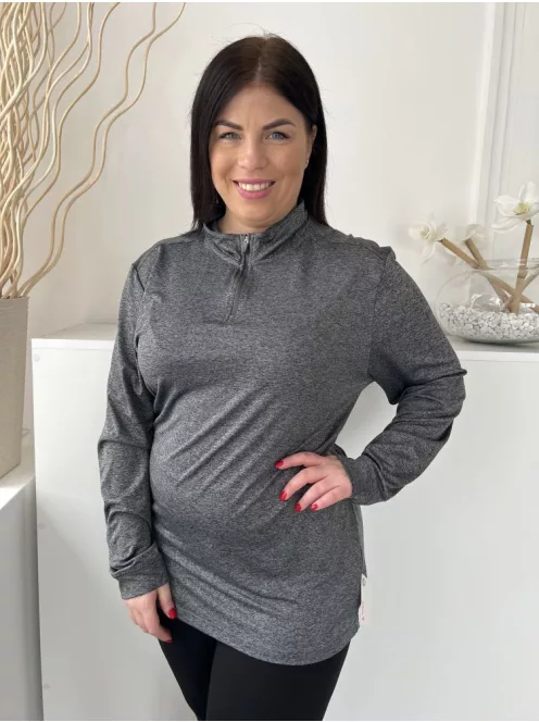 Slazenger (L) Szürke Cirmosmintás, Nyakánál Cipzáros Vékony Rugalmas Anyagú Felső