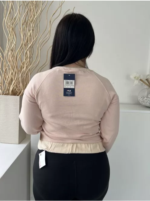 ÚJ Fila (L) Haalvány Rzsaszín Mellnél Feliratos, Gumisderekú Kerek Nyakú, Belül Enyhén Bolyhos Pulóver