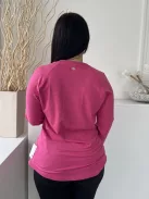 F&F (L) Rózsaszín Kerek Nyakú, Kerekített Aljú Puha és Rugalmas Anyagú Felső