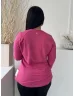   F&F (L) Rózsaszín Kerek Nyakú, Kerekített Aljú Puha és Rugalmas Anyagú Felső