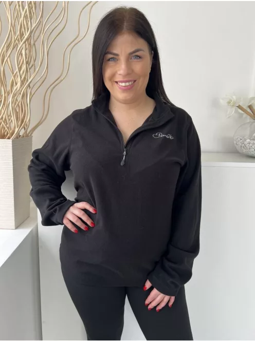 Dare2B (L) Fekete Nyakánál Cipzáros, Mellnél Feliratos Polár Alapanyagú Felső