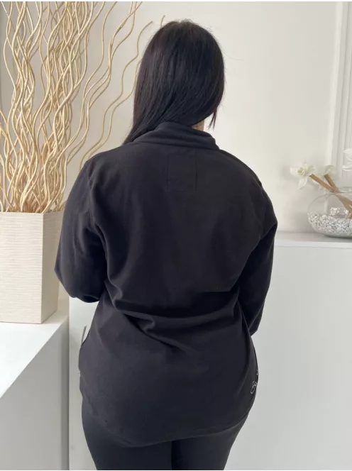 Dare2B (L) Fekete Nyakánál Cipzáros, Mellnél Feliratos Polár Alapanyagú Felső