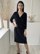 Joe Browns (M) Fekete Hátul Cipzáros, Fekete Bársony Foltmintás Oldalt Húzott Ruha