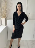 Joe Browns (M) Fekete Hátul Cipzáros, Fekete Bársony Foltmintás Oldalt Húzott Ruha