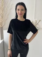 ÚJ F&F (M) Fekete Anyagában Enyhén Csillogós Hátul Hosszított, Vékony Kordbársony Felső