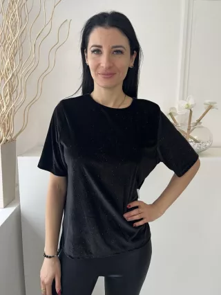   ÚJ F&F (M) Fekete Anyagában Enyhén Csillogós Hátul Hosszított, Vékony Kordbársony Felső