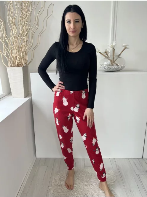 Dunnes (S) Piros Gumisderekú Hóember Mintás, Pizsama Nadrág