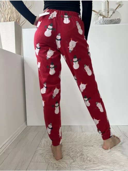 Dunnes (S) Piros Gumisderekú Hóember Mintás, Pizsama Nadrág