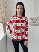 Primark (XS) Piros Fehér Csíkos Kereknyakú, Pizsama Felső