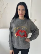 H&M (S) Szürke Kötött Flitteres Pulóver