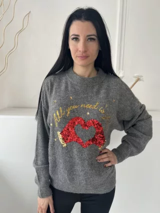 H&M (S) Szürke Kötött Flitteres Pulóver