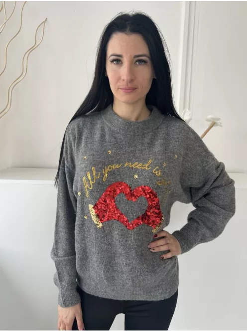 H&M (S) Szürke Kötött Flitteres Pulóver