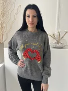 H&M (S) Szürke Kötött Flitteres Pulóver