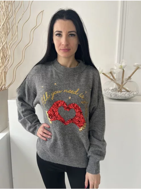 H&M (S) Szürke Kötött Flitteres Pulóver