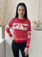 Boohoo (S) Piros Fehér Kötött Kereknyakú Pulóver