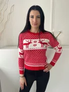 Boohoo (S) Piros Fehér Kötött Kereknyakú Pulóver