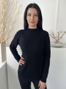 S.Oliver (M) Fekete Anyagában Bordázott, Kerek Nyakú Oldalt Sliccelt, Kötött Pulóver