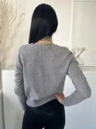 Henry Holland (M) Szürke Elől Bolyhos Kutya Mintás Kerek Nyakú, Gépikötött Felső