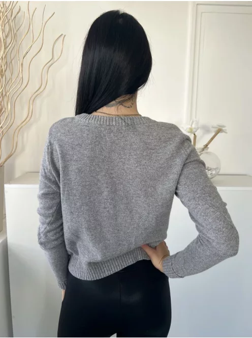 Henry Holland (M) Szürke Elől Bolyhos Kutya Mintás Kerek Nyakú, Gépikötött Felső