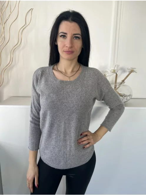 (M) Szürke Könyökén Csillogó Csillagmintás Kerek Nyakú, Kellemes Puha Anyagú Felső