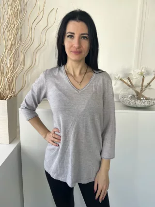   Kettlewell (M) Világos Szürke V Kivágású, Oldalt Sliccelt Gépikötött Felső