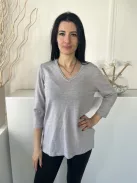 Kettlewell (M) Világos Szürke V Kivágású, Oldalt Sliccelt Gépikötött Felső
