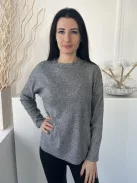 F&F (S) Szürke Cirmosmintás, Kerek Nyakú Kellemes Puha Anyagú Felső