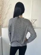 F&F (S) Szürke Cirmosmintás, Kerek Nyakú Kellemes Puha Anyagú Felső