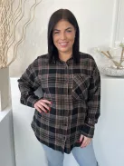 Primark (M) Barna-Fekete Kockás, Elől Végig Gombos Mellnél Zsebes, Vastaga Anyagú Felső