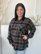 Primark (M) Barna-Fekete Kockás, Elől Végig Gombos Mellnél Zsebes, Vastaga Anyagú Felső